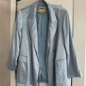 L'AGENCE Sky Blue Pinstripe Blazer